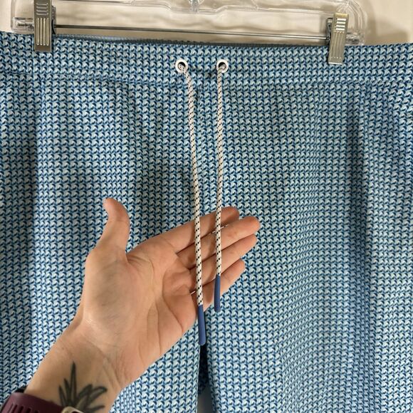 Bonobos Swim Trunks Men's Medium Blue Print Drawstring Pockets Lined Ocean - Picture 3 of 8